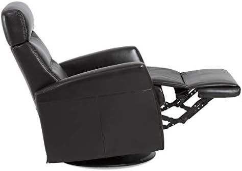 IMG Divani RG 225 Medium Glider Relaxer Rocking Recliner Swivel Chair - Trend Sand Leather Manual Recline - Adjustable Headres