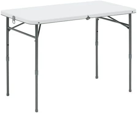 White 40" L x 20" W Plastic Adjustable Height Fold-in-Half Folding Table