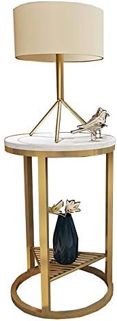 Telephone Table, Side Table Nordic Style Marble Round Telephone Table/Corner Table/Sofa Table/Coffee Table,19.6''x21.6'' (Color:Gold)