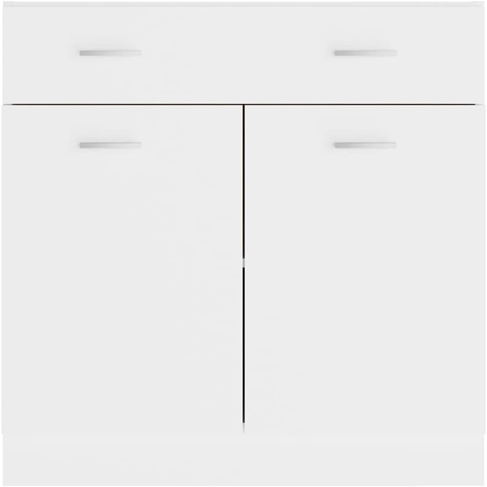 White Engineered Wood Drawer Bottom Cabinet with Shelf Storage, Modern Scandinavian Design for Kitchen Organization and Easy Assembly, Durable Furniture for Compact Spaces