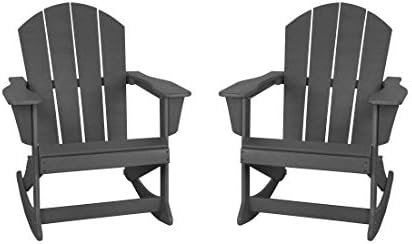 WestinTrends Malibu 2 Piece Set Outdoor/Patio Poly Adirondack Rocking Chairs (2 Seater), Gray
