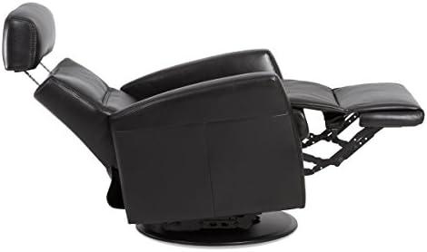 IMG Divani RG 225 Medium Glider Relaxer Rocking Recliner Swivel Chair - Trend Sand Leather Manual Recline - Adjustable Headres
