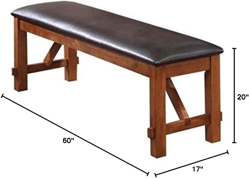 BOWERY HILL Living Room Bench, 60 in Wide, Solid Wood Construction, Walnut Finish, Durable RBW with USFR Foam, Modern Style Seating, 20 in High, 17 in Deep, Home Furniture