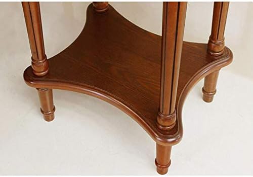 Telephone Table, American Carved Side Table,Shelves with Drawers,Telephone Living Room Side Table,European Style Retro Flower Pot Decoration Table (Color:Light Walnut,Siz