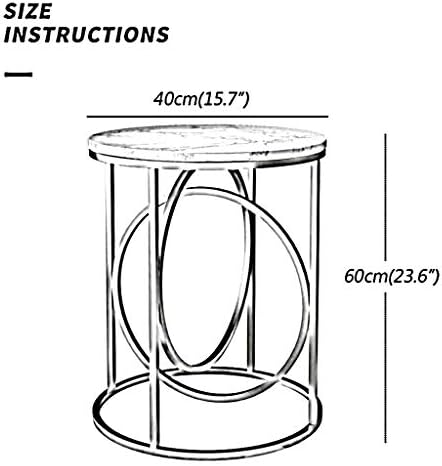 Telephone Table, Marble Side Table Round Coffee Table Telephone Table for Living Room Bedroom,Golden Wrought Iron Base,40x60CM (Color:Black)