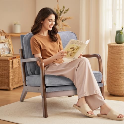 DUMOS Mid Century Modern Accent Chair, 16'' Seat Height Cozy Lounge Chair