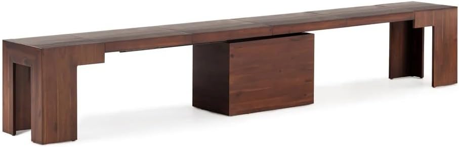 Transformer Table - Extendable Dining Bench, Solid Wood Expandable Seating 1–6, Multifunctional Dining Bench with Integrated Storage, Modern Farmhouse Wood Bench, Mahogany