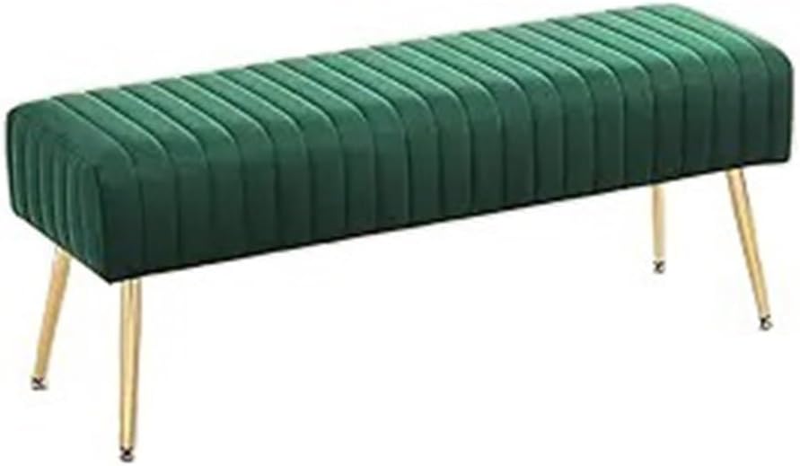 Modern Velvet Ottoman Bench Modern Upholstered Bedroom Benches Footrest Stool Indoor for Entryway Living Room Entryway(Green)