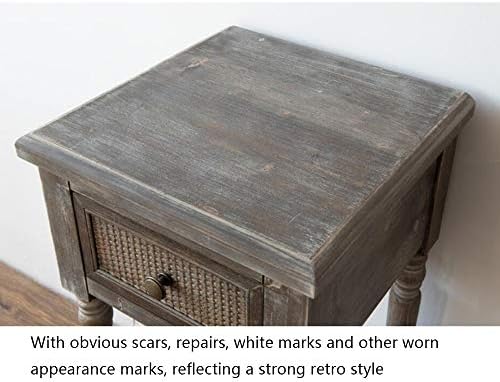 Telephone Table, Retro Sofa Small Side Table,Industrial Styleside Table,Telephone Tables,with Drawer,Side Table with Storage Shelf(Color:Retro,Size:13.9713.9729.52in)