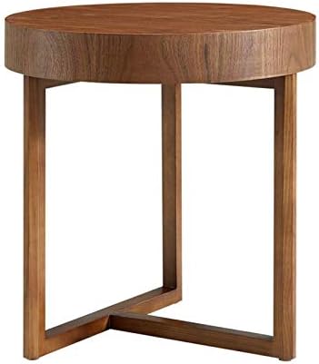 Telephone Table, Round Small Side Table,Sofa Corner end Table,Telephone Solid Wood Side Table,Negotiating Table,Solid Wood Support Legs(Color:Walnut,Size:18.8918.8920.07i
