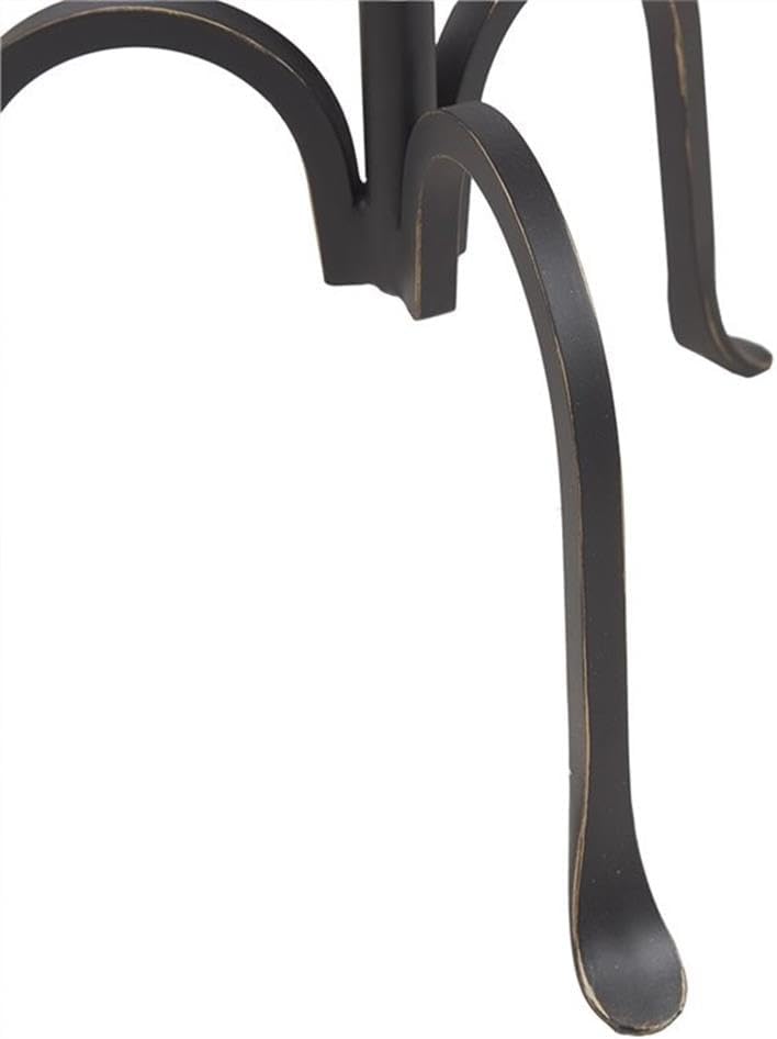 Pemberly Row Round Metal and Marble Accent Table, 11.75" Wide, Black Finish with Gold Edge, Genuine Marble Top, Pedestal Base, Industrial Style Living Room or Bedroom Side Table