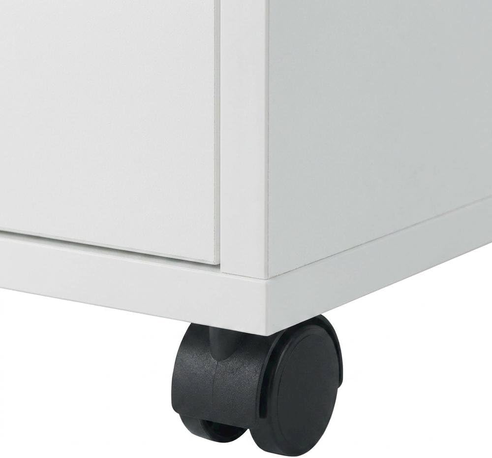 Furnifact White Tall Mobile Storage Cabinet, Multi-Storage Rolling Pantry, Contemporary Design, Durable Steel Frame, Easy Mobility and Spacious Organization