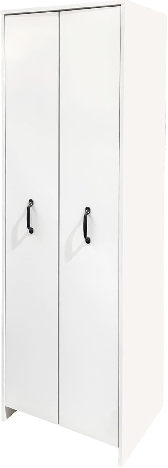 JOYSOURCE Tall Kitchen Pantry Cabinet with Pull-Out Shelves Large 2- Door Free Standing Storage Cabinet for Food, Spice White