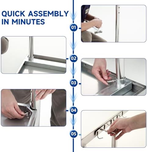 Stainless Steel Table, Stainless Table for Prep & Work 30x18x33 Inch, Commercial Metal Table for Restaurant Kitchen Hotel Garage