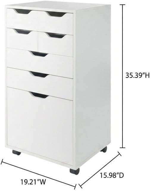Furnifact White Tall Mobile Storage Cabinet, Multi-Storage Rolling Pantry, Contemporary Design, Durable Steel Frame, Easy Mobility and Spacious Organization
