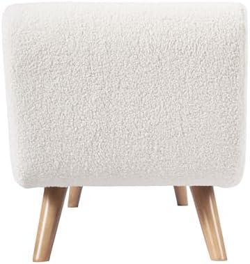 HomePop 60" Modern Storage Bench with Wood Legs - Sherpa Cream