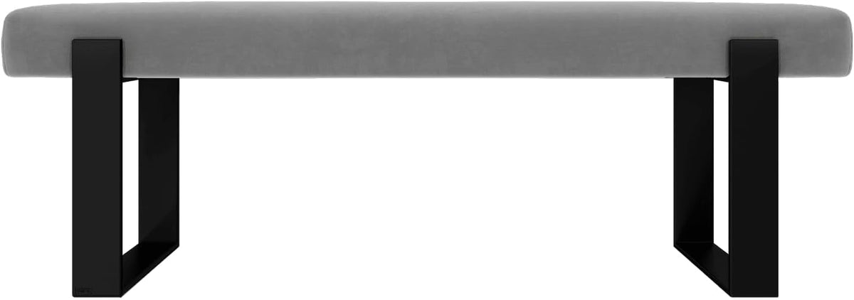 VANT Upholstered Bed Bench - Micro Suede Charcoal Grey - Matte Black - Contemporary Modern, Bedroom Bench Seat, Hallway, or Entryway