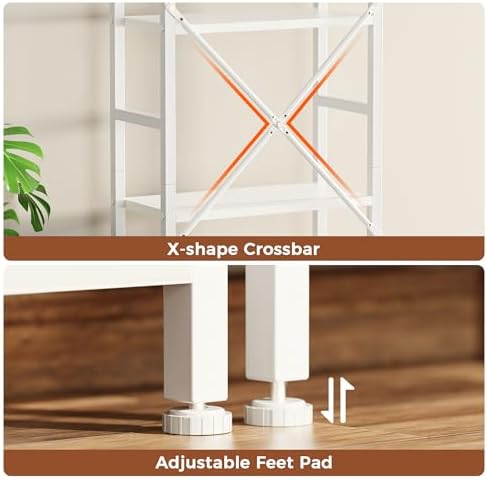 SUPERJARE Triple Bookshelf, Bookcase with 14 Open Display Shelves, Wide Book Shelf Book Case for Home & Office, 5 Tier, White
