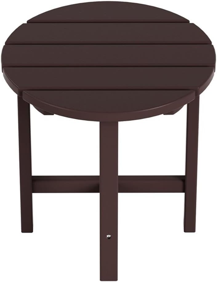 Costaelm Round Outdoor Side Tables, Adirondack Patio Tables for Outside, HDPE Patio End Table Weather Resistant, Balcony Table for Pool, Seaside, Backyard, Porch, Indoor Companion, Dark Brown