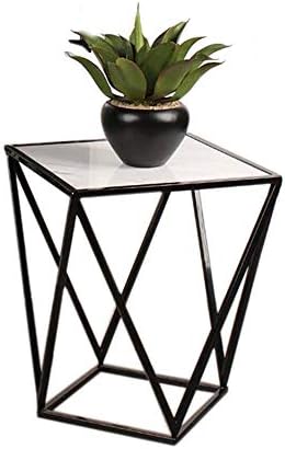 Telephone Table, Modern Living Room Marble Square Coffee Table,Metal Industry Side Table,Telephone Table,21.65 Inch Tall,Gold,Black (Color:Black,Size:17.7117.7121.65in)