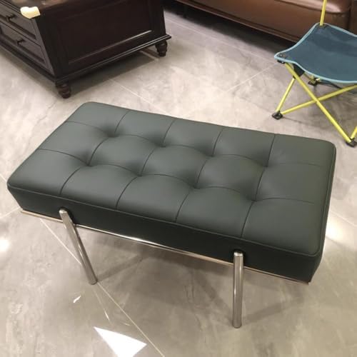 Etlegor Faux Leather Entryway Bench, Minimalist Bed-end Bench with Stainless Steel Legs for Entry, Hallway, Living Room, Bedroom, Walk-in Closet(Green,100x44.5x40cm)