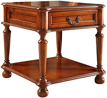 Telephone Table, Living Room Solid Wood Sofa Side Table,American Telephone Side Table,European Style Simple Retro Tea Table,Bedside Table with Drawers (Color:Chestnut,Siz