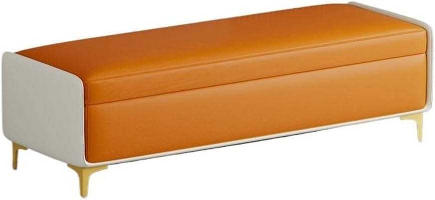 Modern Bed End Stool Bedroom Shoe Changing Entrance Bench Clothing Store Cloakroom Rest Sofa Storage Entryway(Orange,Large)