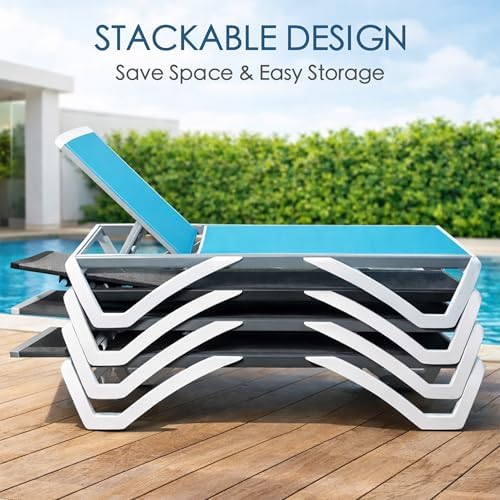 Kozyard 3-Piece Outdoor Chaise Lounge Set Fully Flat Adjustable Lounger | Aluminum Frame & Resin Legs, Textilene Fabric for Poolside, Backyard & Beach Gray, 2 Chairs + Table
