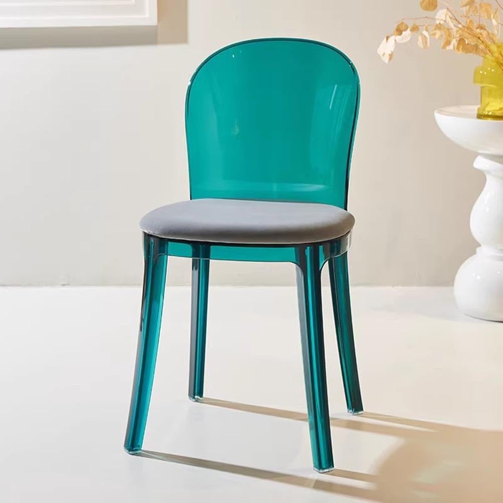 Etlegor Clear Acrylic Dining Chair, Modern Office Negotiation Chair with Seat Cushions for Kitchen, Dining Room, Outdoor Party(Clear Lake Blue)