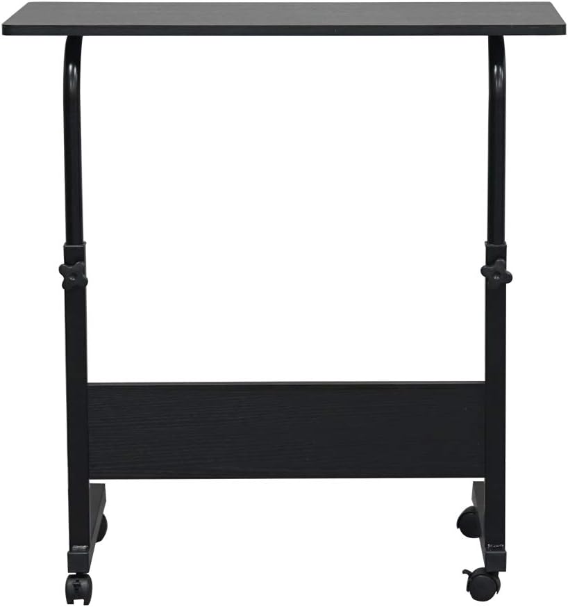 Side Table,Computer Desk with Wheels,Height Adjustable Rolling Potable Laptop Cart,C-Shaped Bed Couch End Tables with Baffle for Livingroom Bedroom (L)