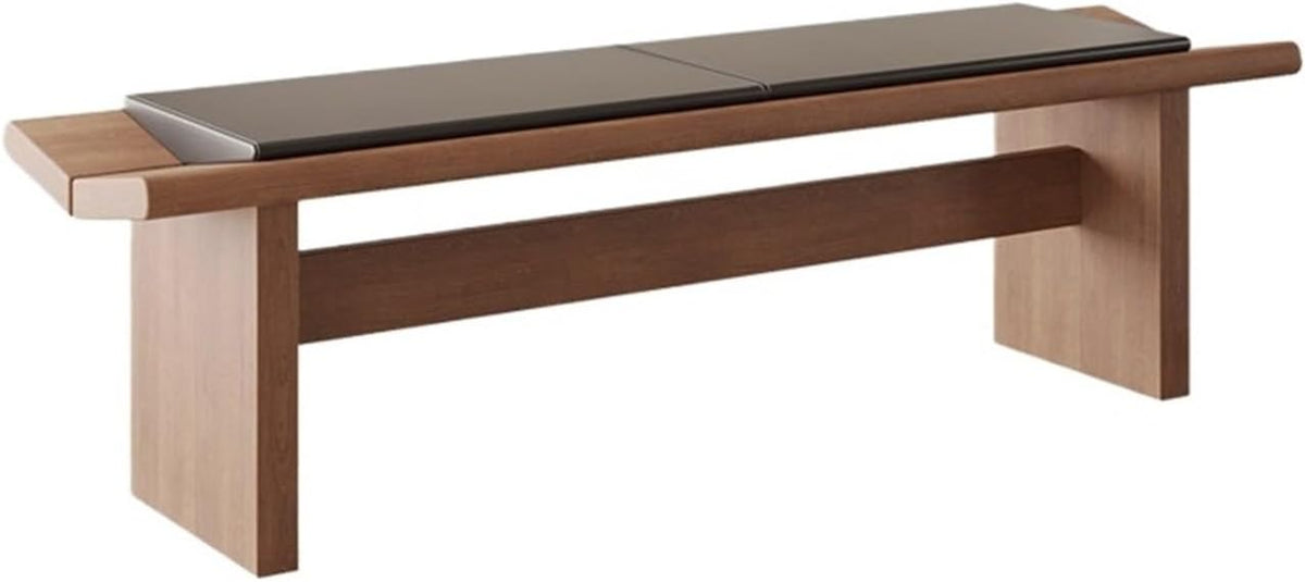 Modern Wooden Long Shoe-Changing Bench for Bedroom Dressing Room Leather Bed end Upholstered Entryway(Small)