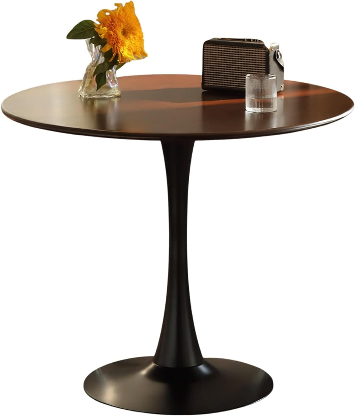 Modern Mid-Century Round Pedestal Dining Kitchen Coffee 24" Table(Walnut)