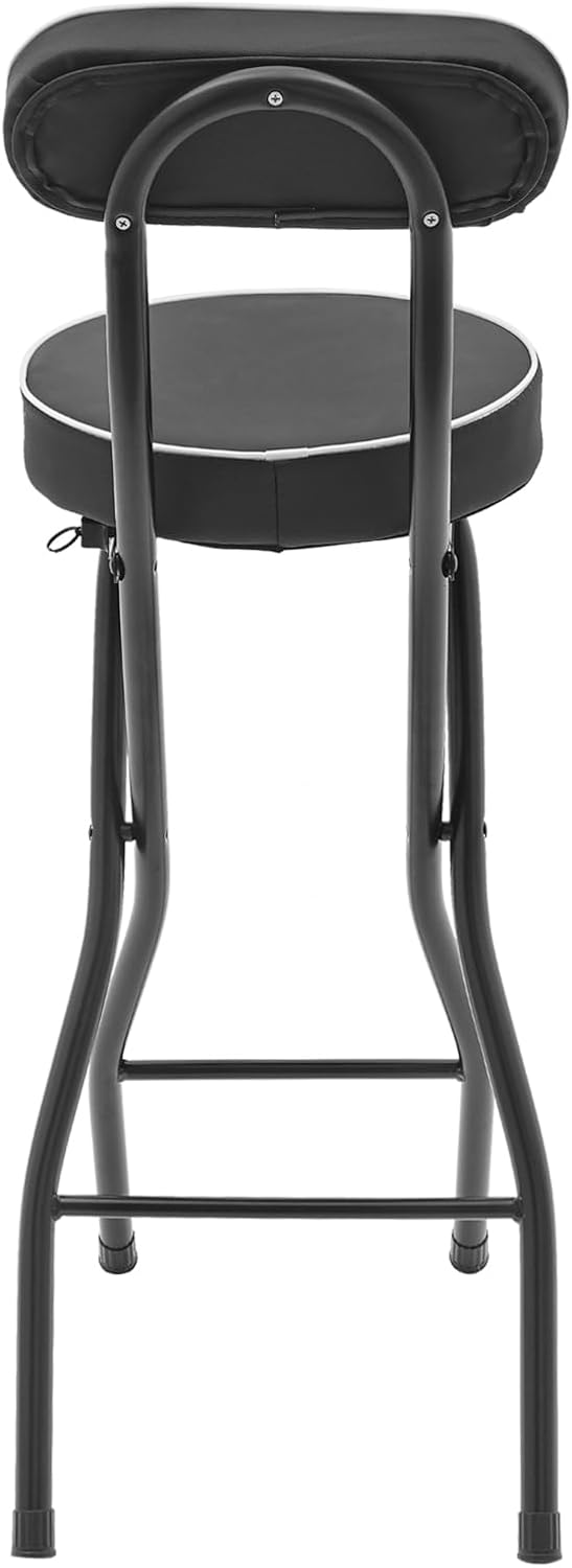 2 Pcs Folding Counter Height Stool Chair Padded Portable Stools with Foldable & 275 Lbs Load Capacity Tall Foldable Stool Chair Stools With Backrest for Camping, Barbecues, Traveling(Black)