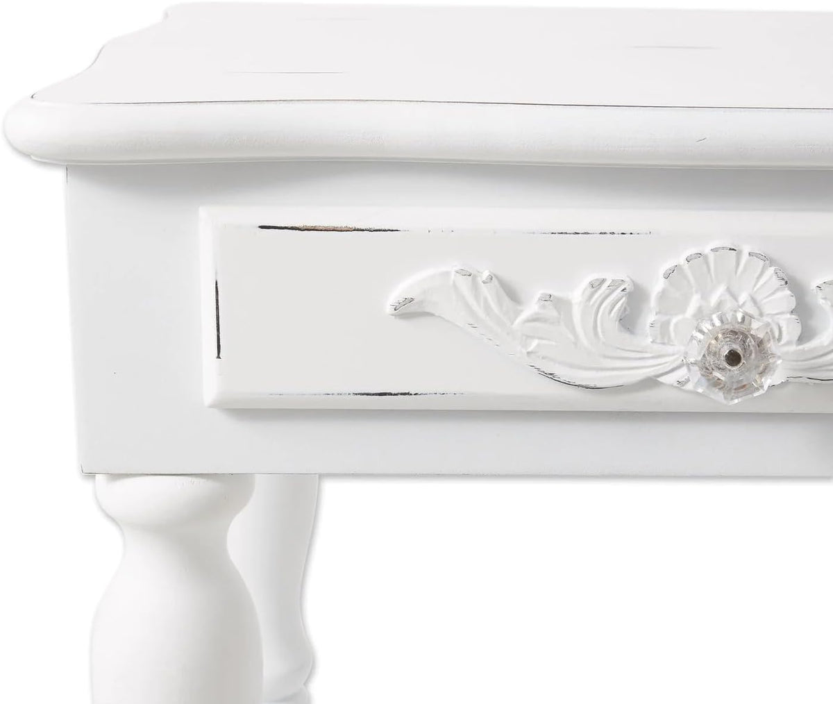 Accent Plus 34353 Carved White Side Table, Multicolor