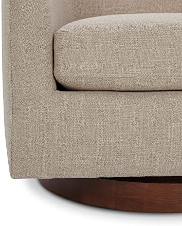 CHITA Swivel Accent Chair Set of 2, Wood Frame, Fully Assembled, Flax Beige | Fabric Barrel Arm Chair with 360° Swivel Solid Wood Base, Mid Century Modern Living Room Chair, 31"x31"x28", 350 Lb Capacity