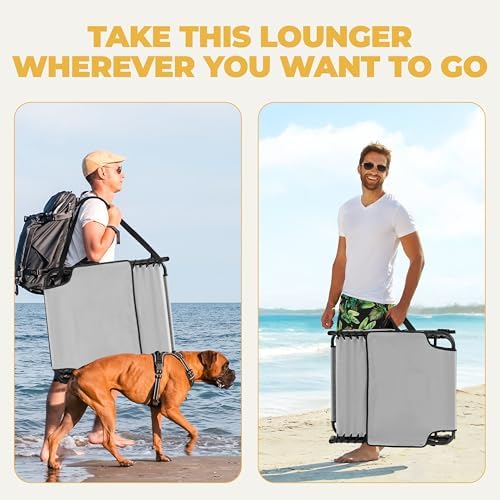 Yaheetech 26.4" Tanning Chair with Face Hole, 5-Position Adjustable, Gray | 600D Texteline fabric, 300 lb capacity, foldable tanning chair w/ face hole for outdoor beach patio lawn face-down sunbathing