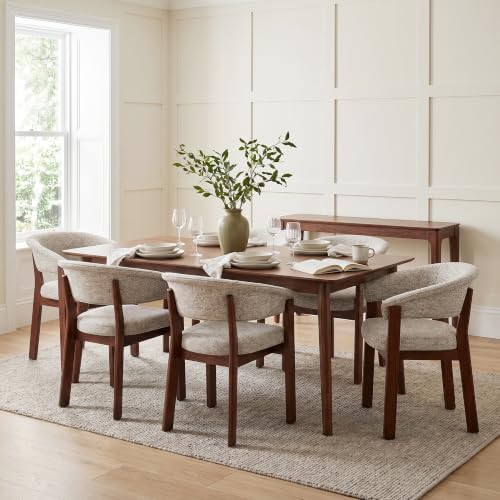 COLAMY Fully Assembled Upholstered Dining Chair, Solid Red Oak Wood Kitchen Side Chair, No Assembly Required Modern Farmhouse Dining Room Accent Seating, Single Pack,Set of 1