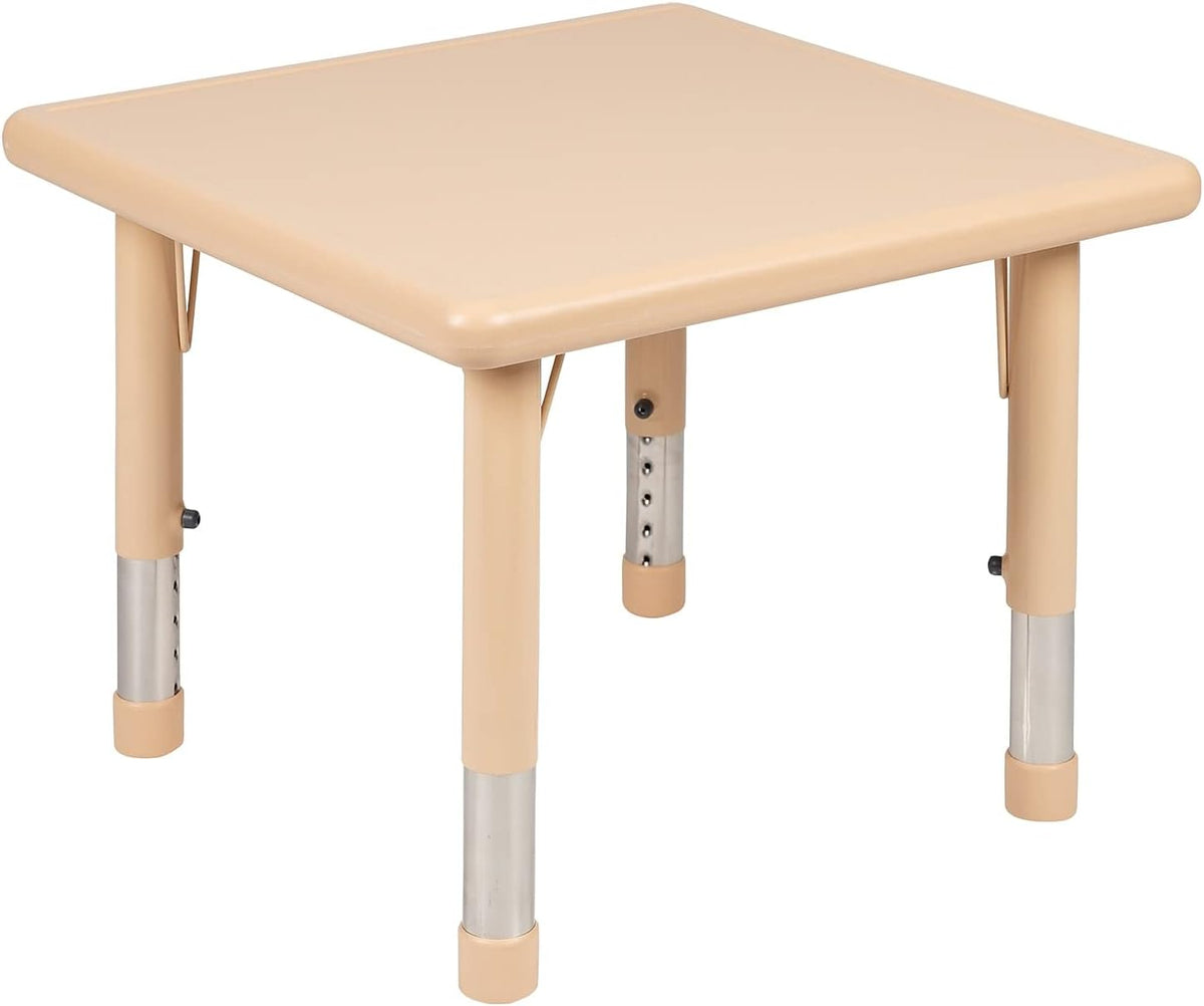 Flash Furniture 24" Square Natural Plastic Height Adjustable Activity Table Set with 2 Chairs