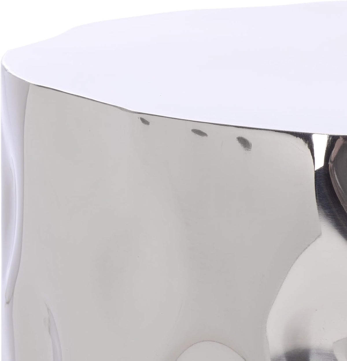 SAFAVIEH Couture Collection - Janalee Chrome Hammered Steel Accent Table, Round Side Table, Sculptural Modern Design, Fully Assembled (SFV7912A)