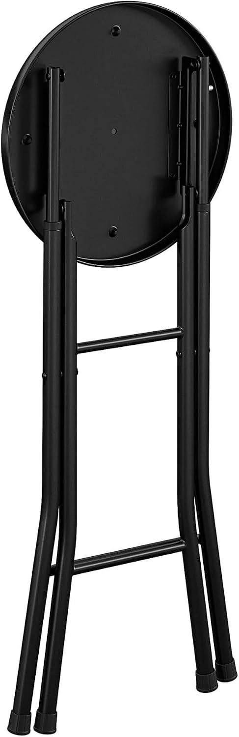 Folding Stool, Metal Frame Indoor Outdoor Portable Seat with Non-Slip Feet, Black