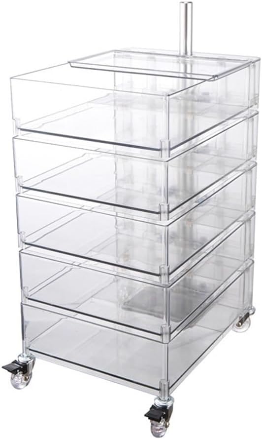 End Table with Storage and Wheels Plastic Side Cabinet Storage Cart Bedside Table Side Tables for Living Room Kitchen Long-Lasting(Clear)