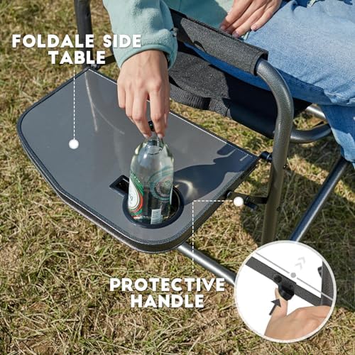 TIMBER RIDGE Aluminum Oversized Camping Chair, Support 400lbs | Lightweight Directors Chair Foldable with Side Table Detachable Side Pocket for Outdoor Camping, Lawn, Picnic