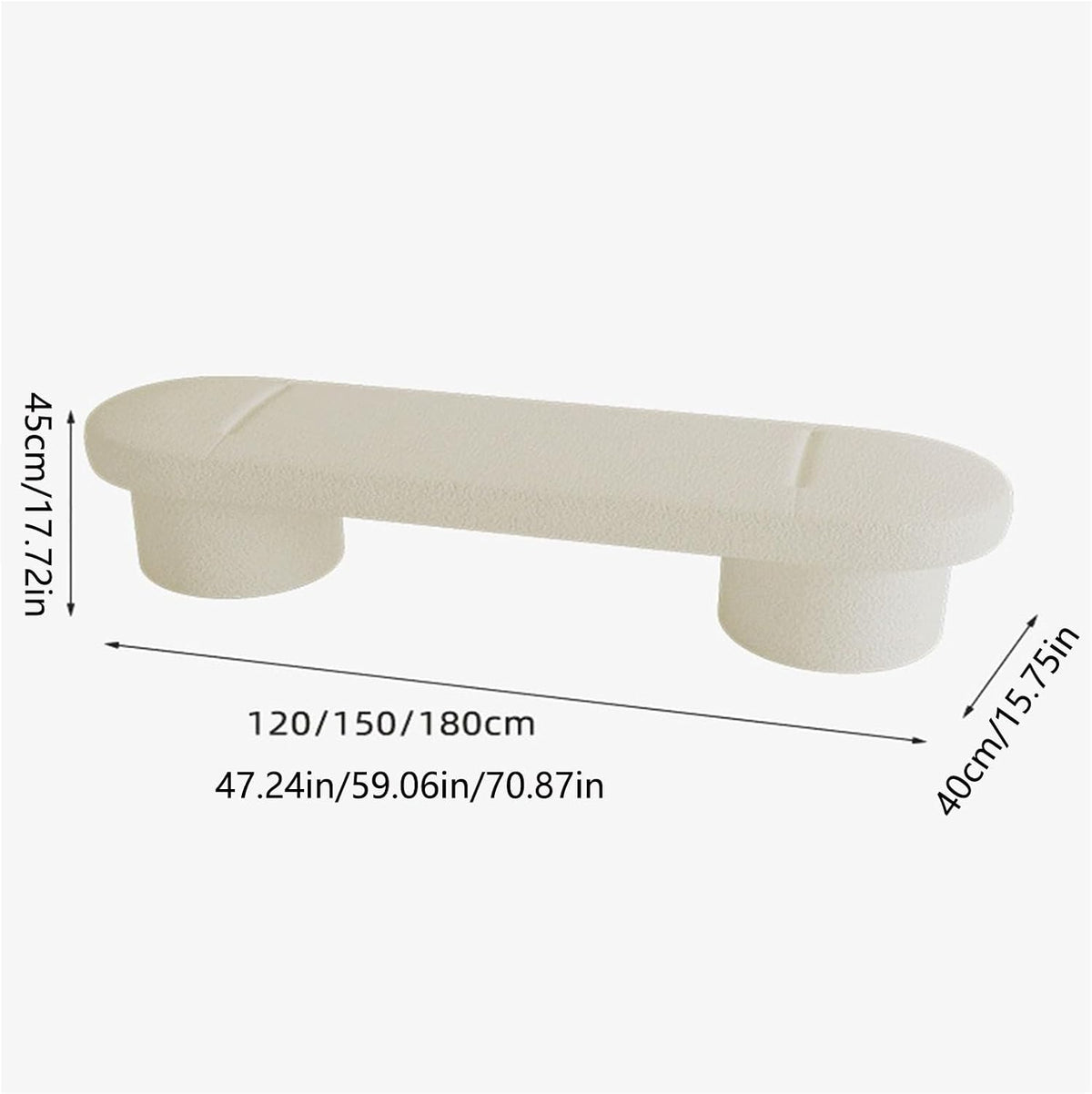 Modern Lamb's Wool Upholstered Bedroom Benches, Modern Tufted Ottoman Stool for Doorway, Living Room, Lock Entryway(White,120 * 40 * 45cm)