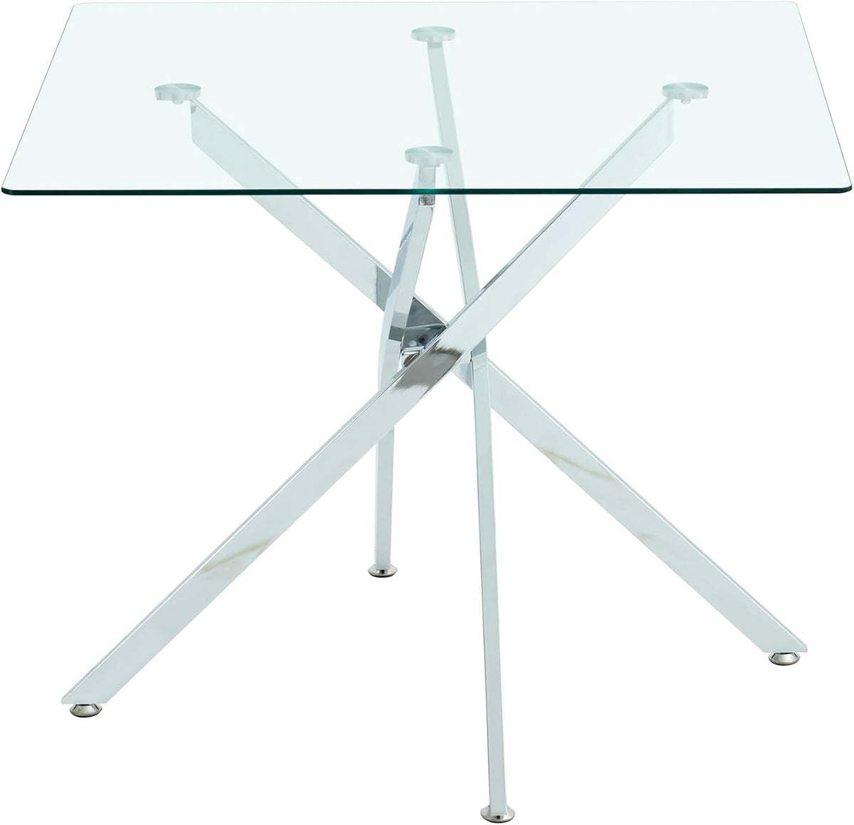 HomVent 36'' Square Glass Dining Table Set for 4,Modern Square Glass Kitchen Table Set for 4, Dining Room Set with Dining Chairs for Kitchen