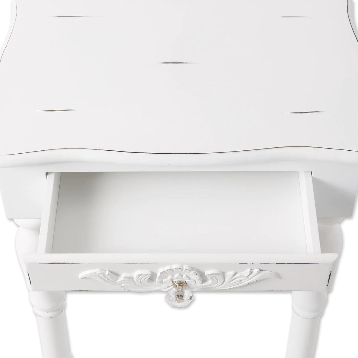 Accent Plus 34353 Carved White Side Table, Multicolor
