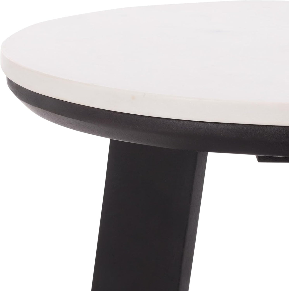 SAFAVIEH Home Collection - Sanji Marble Top Accent Table, Round Modern Side Table, White Marble & Black Base (ACC3737B)
