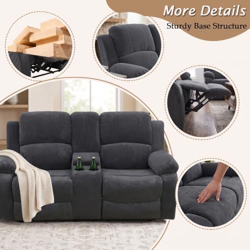 Leather Recliner Sofa Set for Living Room Furniture Sets,Dark Gray Reclining Couch Set for Living Room/Office/Theater Seating(3 Pieces Set)