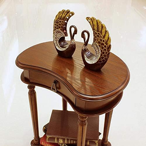 Telephone Table, American Carved Side Table,Shelves with Drawers,Telephone Living Room Side Table,European Style Retro Flower Pot Decoration Table (Color:Light Walnut,Siz