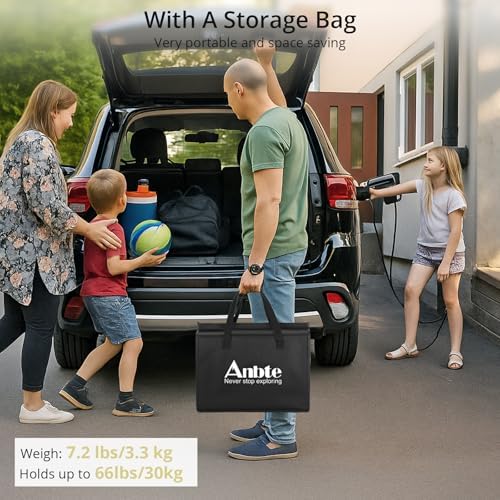 Anbte Folding Camping Table with Storage Net, 3ft Portable Table, 35" x 16" | Aluminum Folding Table, 3 Adjustable Height Max 27.5", Picnic Table For Indoor Outdoor Backyard Travel Tailgate, Pure Black
