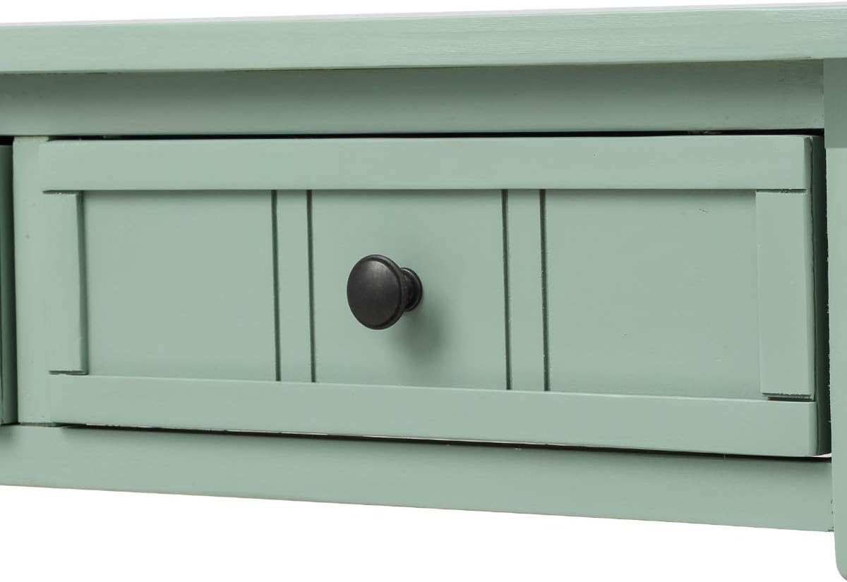 Knocbel Antique Entry Console Table with Drawers & Bottom Open Shelf, Wood Sofa Tables for Entryway Hallway Living Room, 35.43" W x 13.8" D x 30.25" H, Retro Blue